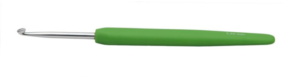 Крючок для вязания с эргономичной ручкой "Waves" 3,5мм алюминий, серебристый/магнолия  KnitPro 30907														