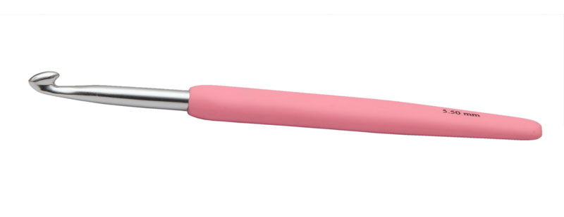 Крючок для вязания с эргономичной ручкой "Waves" 5,5мм алюминий, серебристый/цветной  KnitPro 30912														