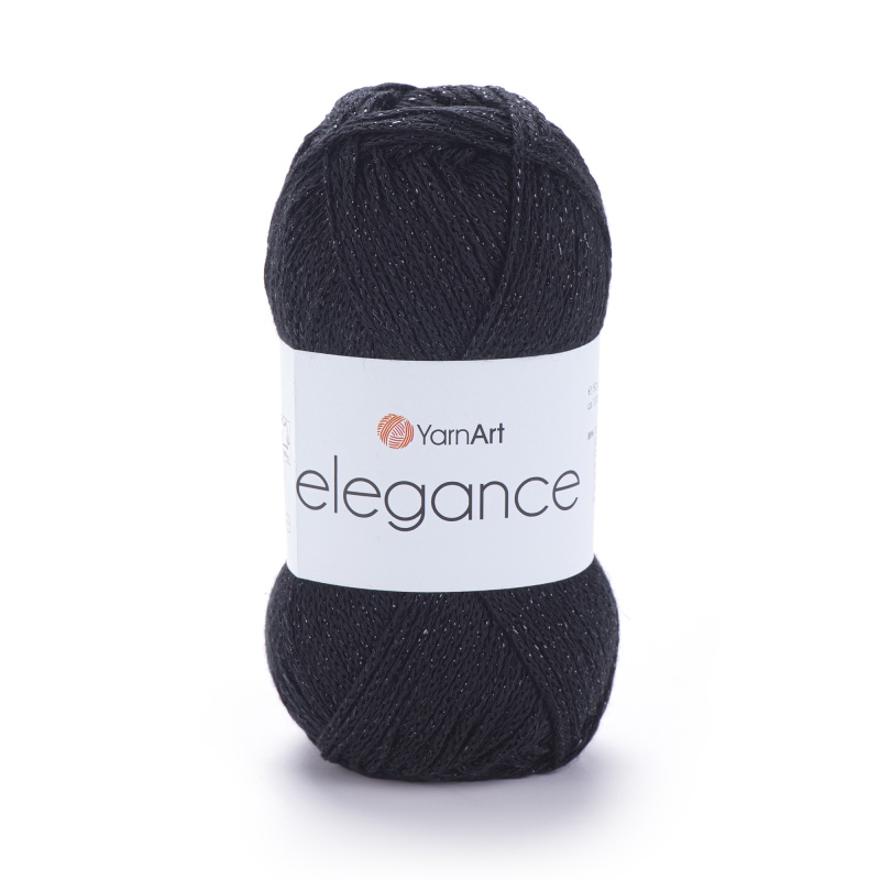  Пряжа "ELEGANCE" 104 черный 50г, 130м, 88% хлопок, 12% металлик