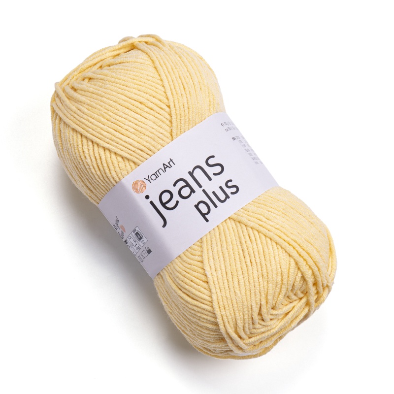 Пряжа "JEANS plus" 88 желтый 100г, 160м, 55% хлопок, 45% акрил