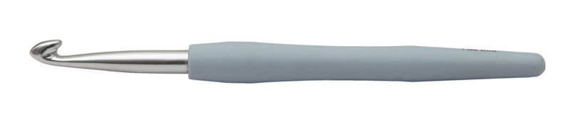 Крючок для вязания с эргономичной ручкой "Waves" 7,0мм алюминий, серебристый/астра  KnitPro 30915														