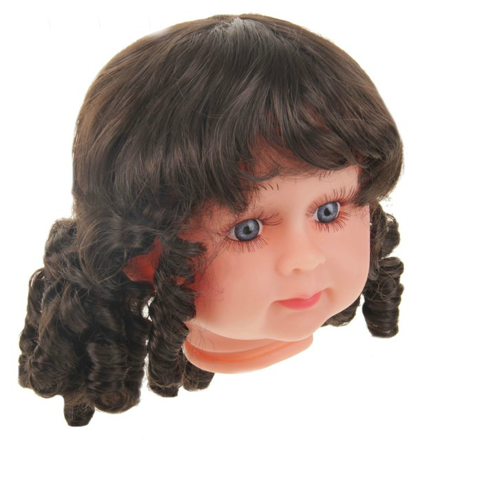Волосы для кукол кудряшки с челкой (т.коричневый Р1) размер большой  СЛ 2294788/Р1														