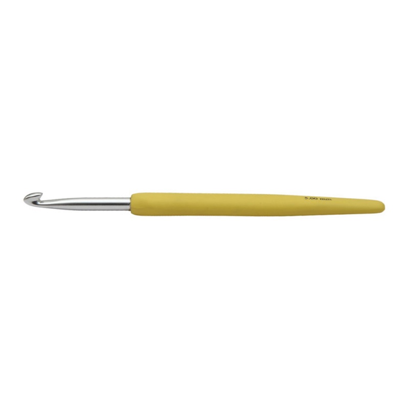 Крючок для вязания с эргономичной ручкой "Waves" 5,0мм алюминий, серебристый/цветной  KnitPro 30911														