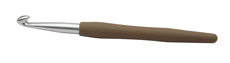 Крючок для вязания с эргономичной ручкой "Waves" 8,0мм алюминий, серебристый/клен  KnitPro 30916														