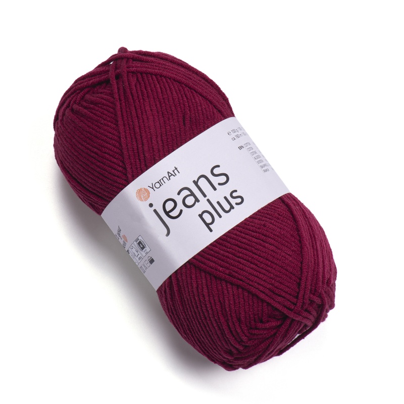 Пряжа "JEANS plus" 66 вишня 100г, 160м, 55% хлопок, 45% акрил