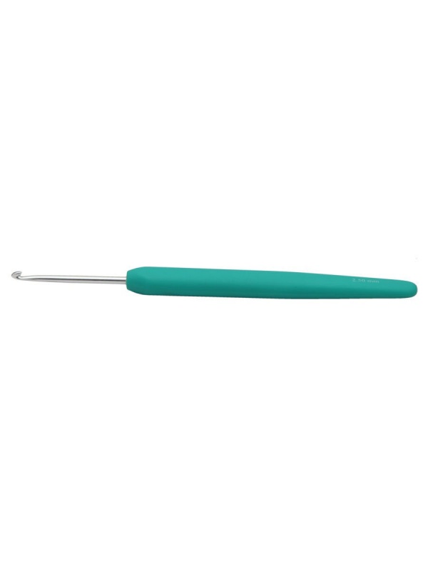 Крючок для вязания с эргономичной ручкой "Waves" 2,5мм алюминий, серебристый/цветной  KnitPro 30903														