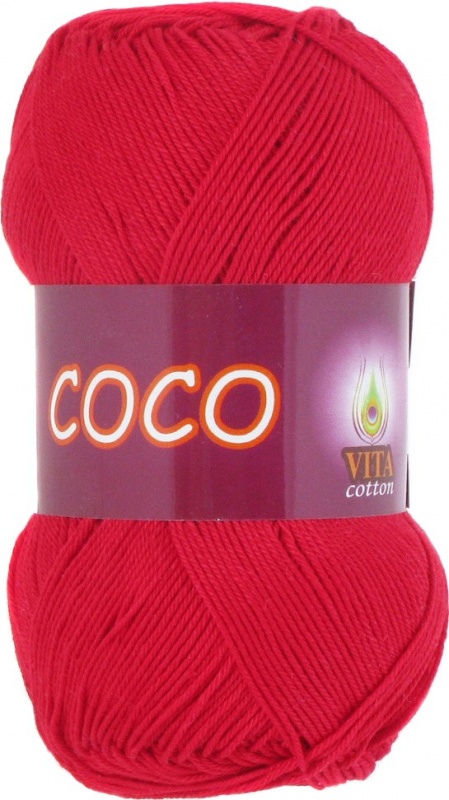 Пряжа "COCO" 3856 красный 10*50 г. 240м 100% хлопок мерсериз.  VITA