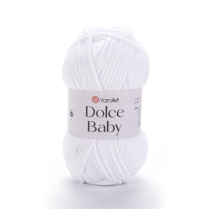 Пряжа "DOLCE BABY" 741 белый велюр 50г 85м 100% микрополиэстер YarnArt