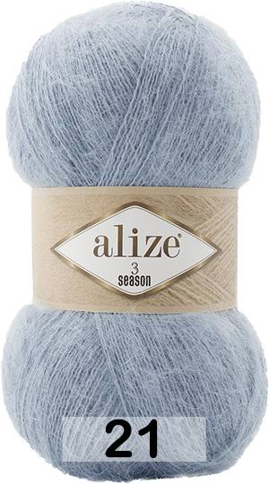 Пряжа "3 season" 21 - серый 100г/500м 25% мохер, 24% шерсть, 51% акрил