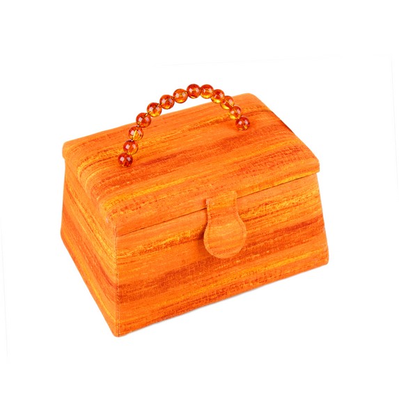 Шкатулка для рукоделия "Прямоугольник" обитая тканью, цвет оранж, 22,5 x 16 x 12,5 см