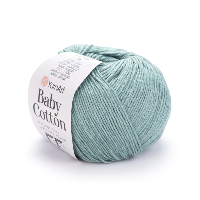 Пряжа "BABY Cotton" 439 зеленый 50 г. 165м 50% акрил, 50% хлопок														