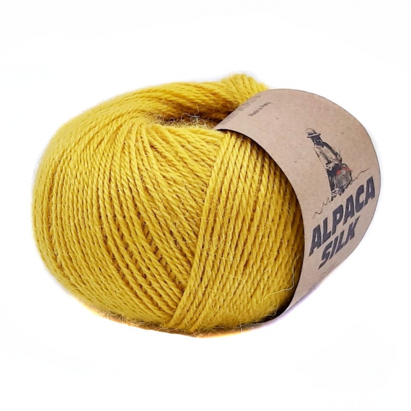 Пряжа "Alpaca Silk" 4249 желтый 10*50 г. 150м 60 % альпака,40 % шелк  Перу