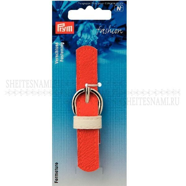 Застежка-браслет для часов 16мм х 10,5 см, искуст. кожа цвет оранжевый  PRYM
