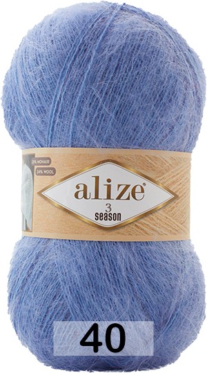 Пряжа "3 season" 40-голубой 100г/500м 25% мохер, 24% шерсть, 51% акрил