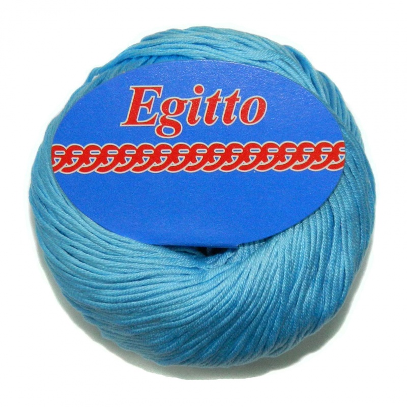 Пряжа "EGITTO" 64 голубой 10*50 г. 120м 100% мерсеризованный хлопок  Weltus