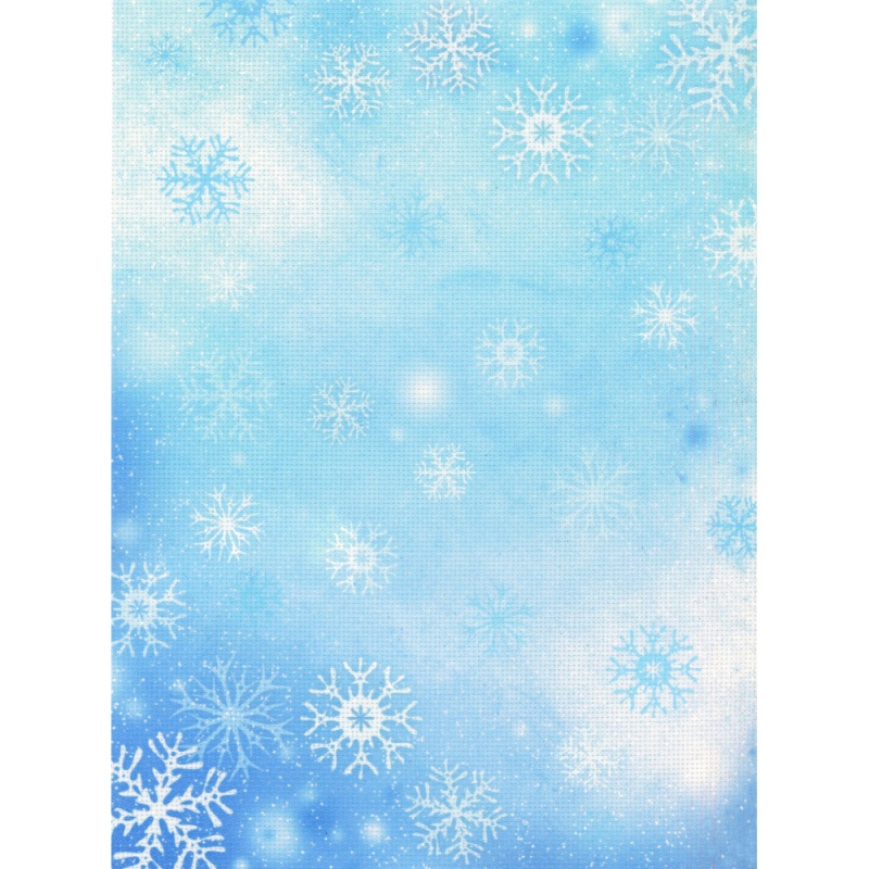 Канва дизайнерская А4 (Aida 18) снежинки на голубом 100% хлопок  МП-Студия КД-079														