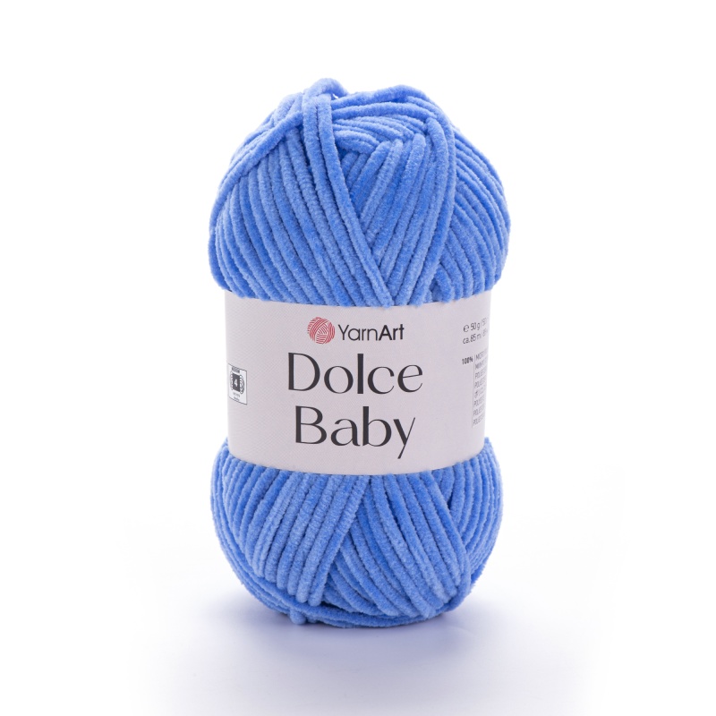 Пряжа "DOLCE BABY" 777 ярко голубой велюр 50г 85м 100% микрополиэстер YarnArt