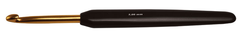 Крючок для вязания с эргономичной ручкой "Basix Aluminum" 5,5мм алюминий, золотистый/черный 30808														