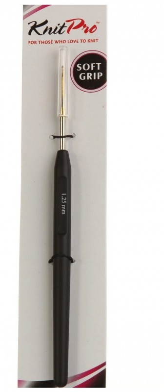 Крючок для вязания "Steel" 1,25мм с ручкой, с золотистым наконеч. сталь, золотис/серебр./черный  Knit 30864														