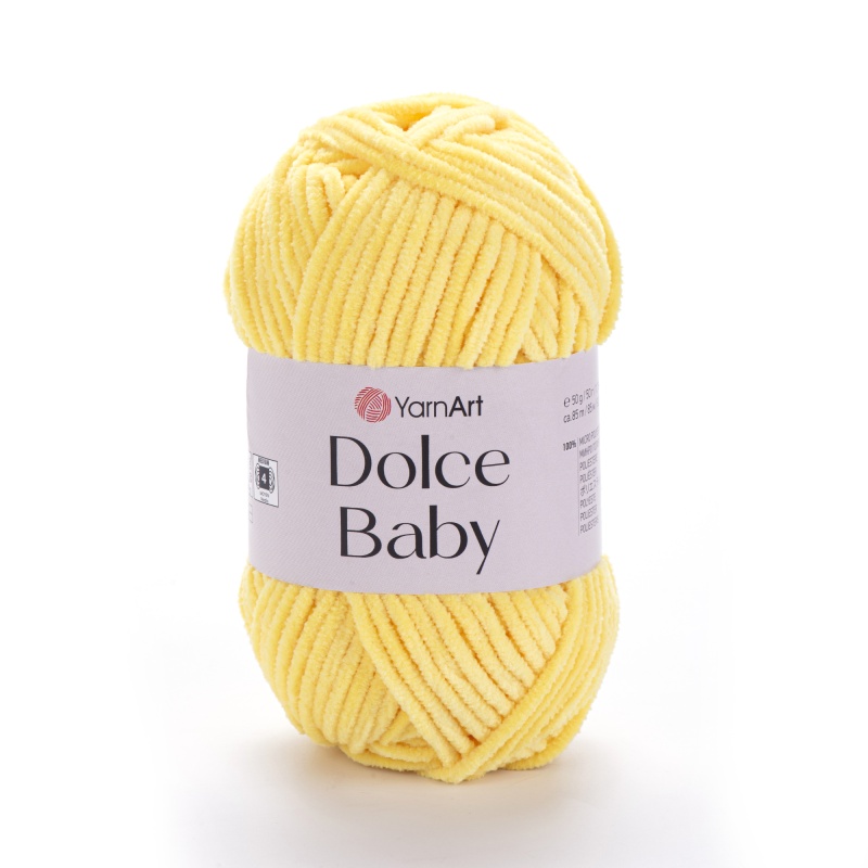 Пряжа "DOLCE BABY" 761 желтый велюр 50г 85м 100% микрополиэстер YarnArt