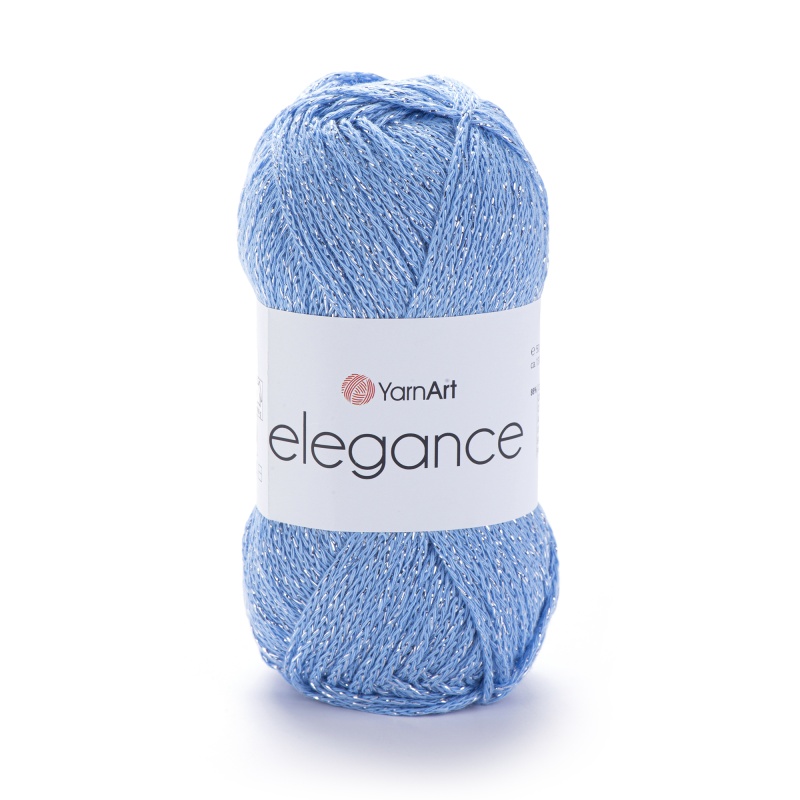  Пряжа "ELEGANCE" 107 голубой 50г, 130м, 88% хлопок, 12% металлик