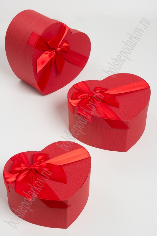 Коробка подарочная "Сердце" с атласным бантом 3 в 1 набор красный 24*26.4*13см SF-1854С-604-1854С														