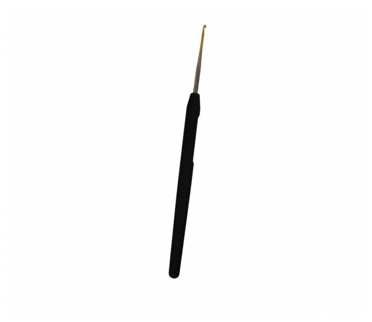 Крючок для вязания "Steel" 1,0мм с ручкой, с золотистым наконеч. сталь, золотис/серебр./черный  Knit 30863														