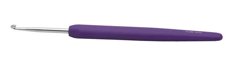 Крючок для вязания с эргономичной ручкой "Waves" 3,0мм алюминий, серебристый/цветной KnitPro 30905														